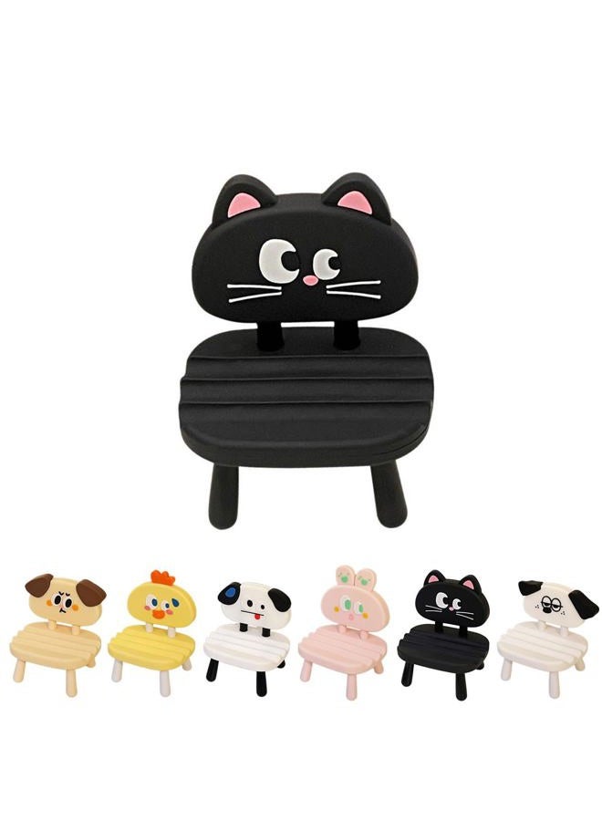 BONICI Super Cute Funny Face Animal Chair Cell Phone Stand, Adjustable Mobile Phone Support‌ Holder‌ Cellphone Mount‌ for Desk, Compatible with Phone 17 16 15 14 13, Smartphone, Pad, Tablet -Black Cat - Image 1