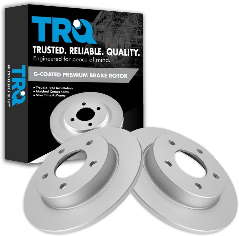 TRQ Rear Brake Rotors Set Solid Premium G-Coated Compatible with 2004-2013 Mazda 3 - Image 1
