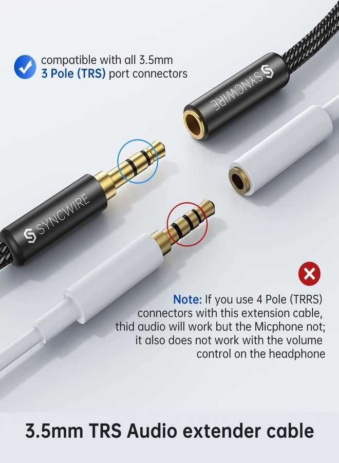 Syncwire Headphone Extension Cable - 6FT [Hi-Fi Sound][Gold Plated Jack][TRS] Nylon-Braided 3.5mm Male to Female Audio Extension Cord Compatible with iPhone iPad Smartphone Tablets Media Players - Image 5