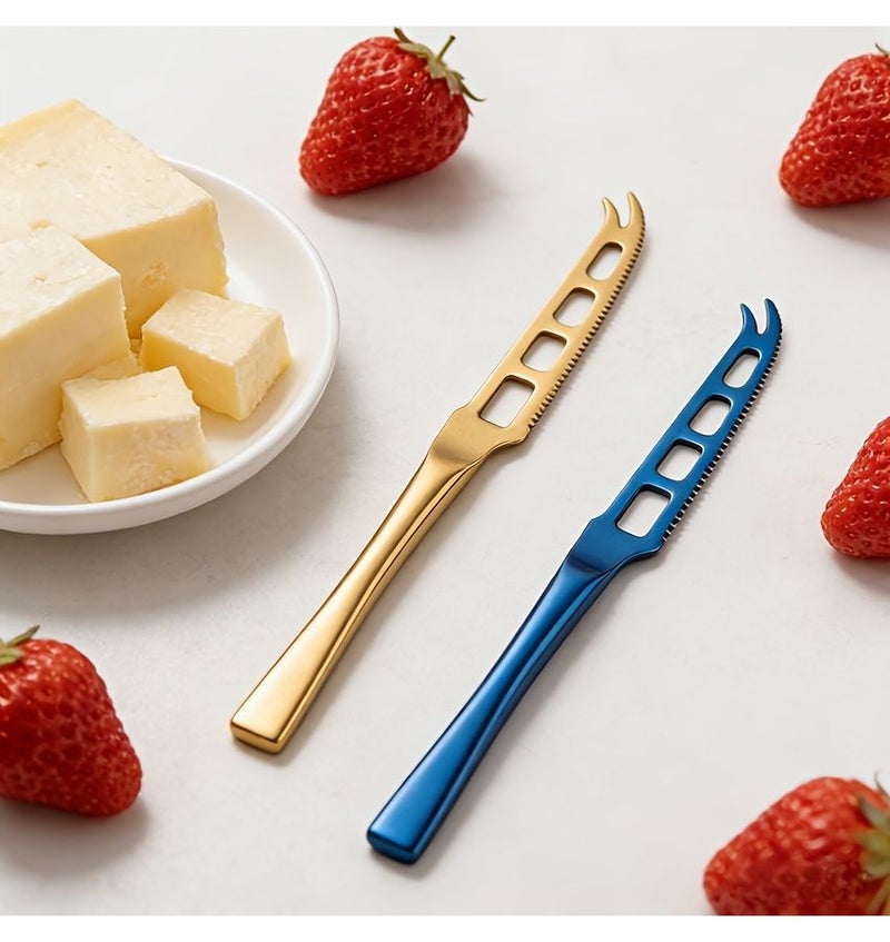 Cheese Slicer Blue Kitchen Tool For Cutting Cheese Blocks Butter Stainless Steel Butter Cutter Slicer Serving Fork Cake Cutter - Image 1