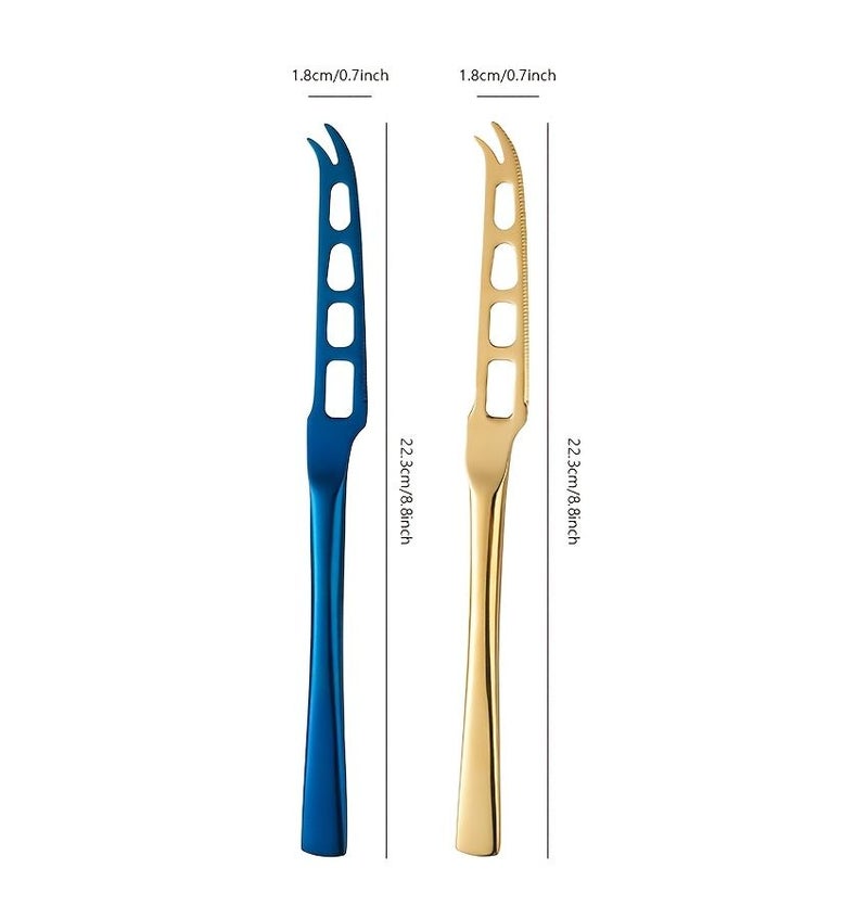 Cheese Slicer Blue Kitchen Tool For Cutting Cheese Blocks Butter Stainless Steel Butter Cutter Slicer Serving Fork Cake Cutter - Image 3