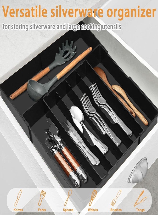 Homecor Silverware Organizer - Upward-Expandable Kitchen Drawer Organizer Utensil Holder, BPA Free Flatware and Cutlery Tray for Spoons Forks Knives, Plastic Kitchen Organizer and Storage, Black - Image 5