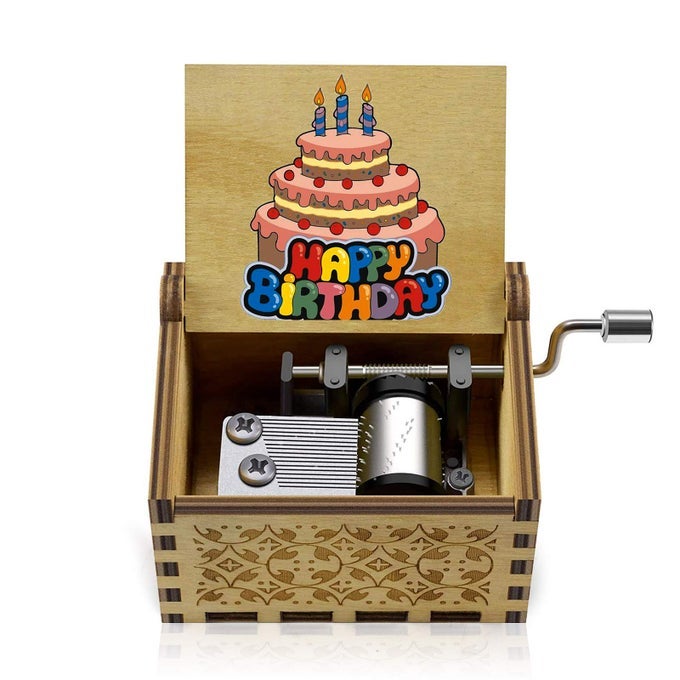 Happy Birthday Wooden Mini Colorful Music Box Hand Crank Wood Vintage Classic Musical Box HandOperated Birthday Gifts for Mom Dad Daughter Son Boys Girls Friends