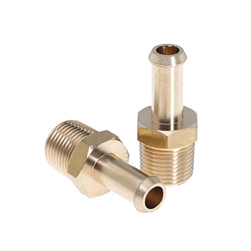 TUELETFU Fuel Hose Fitting Adapter Replaces 65380 Fuel Line Fittings for Holley 12-289-11 and 350 SBC Fuel Pump for Holley 12-803 Bypass Pressure Regulator for Ford Mustang 289 3/8 Inch NPT to 3/8 Inch Barb - Image 1