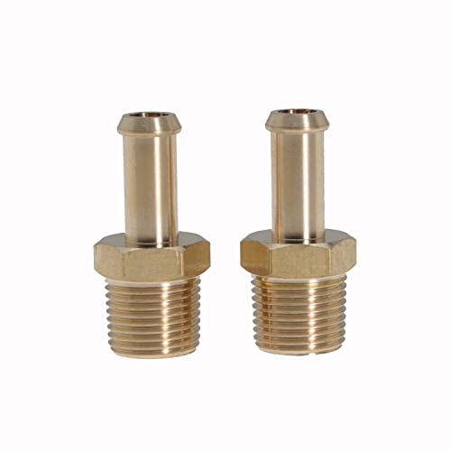 TUELETFU Fuel Hose Fitting Adapter Replaces 65380 Fuel Line Fittings for Holley 12-289-11 and 350 SBC Fuel Pump for Holley 12-803 Bypass Pressure Regulator for Ford Mustang 289 3/8 Inch NPT to 3/8 Inch Barb - Image 2