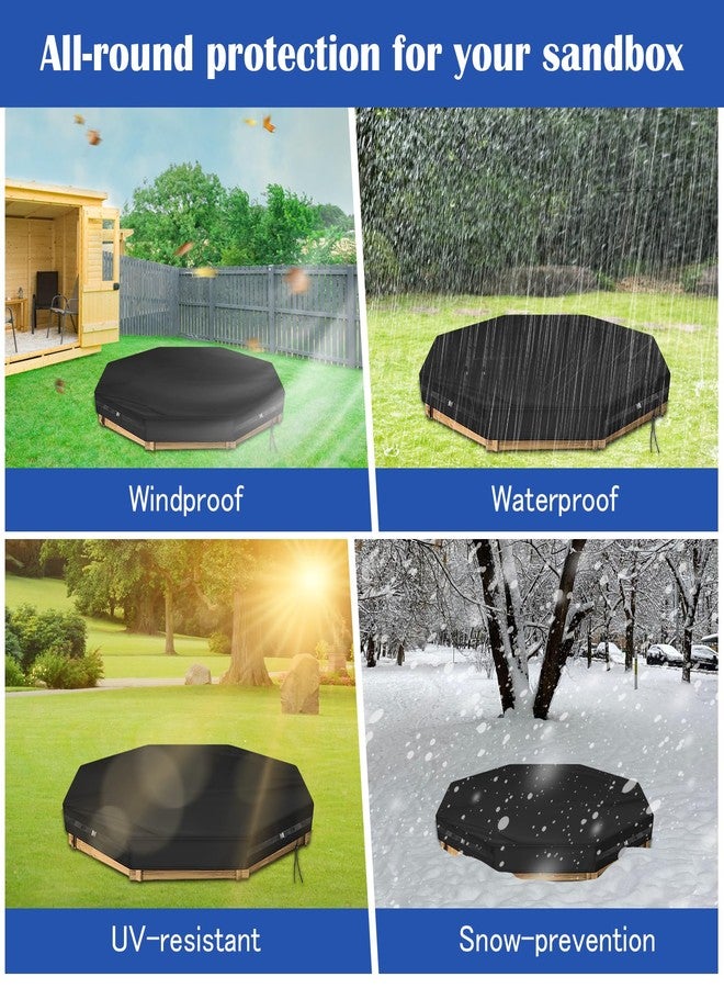 Kasla Octagon Sandbox Cover, 500D Oxford Cloth Waterproof, Fits Large Sand Pit & Outdoor Wooden Sandbox for Toddlers Patio Backyard Garden Play (Black, 84" L×78" W×9" H) - Image 5