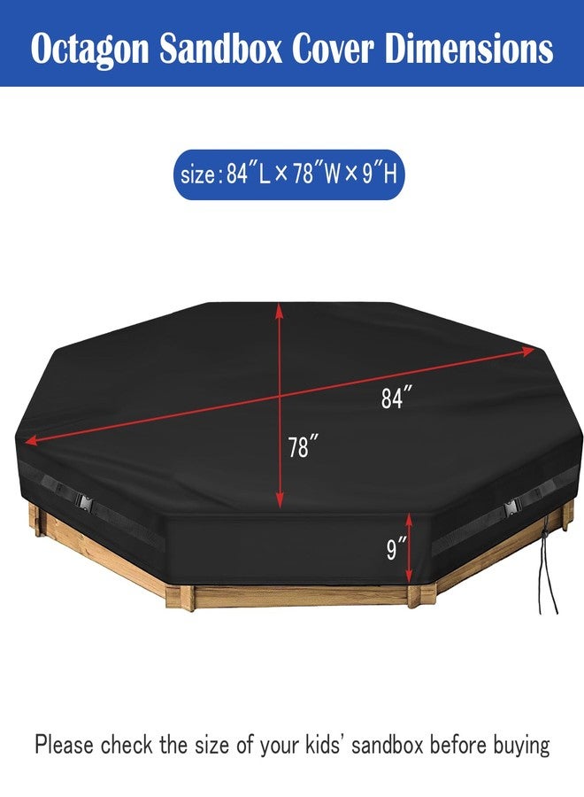 Kasla Octagon Sandbox Cover, 500D Oxford Cloth Waterproof, Fits Large Sand Pit & Outdoor Wooden Sandbox for Toddlers Patio Backyard Garden Play (Black, 84" L×78" W×9" H) - Image 2