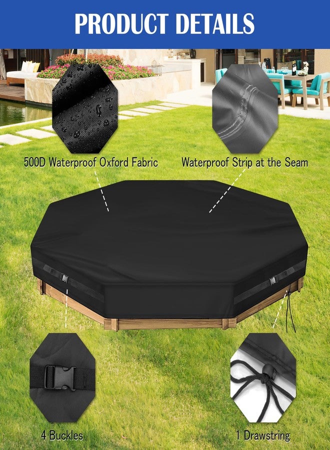 Kasla Octagon Sandbox Cover, 500D Oxford Cloth Waterproof, Fits Large Sand Pit & Outdoor Wooden Sandbox for Toddlers Patio Backyard Garden Play (Black, 84" L×78" W×9" H) - Image 3
