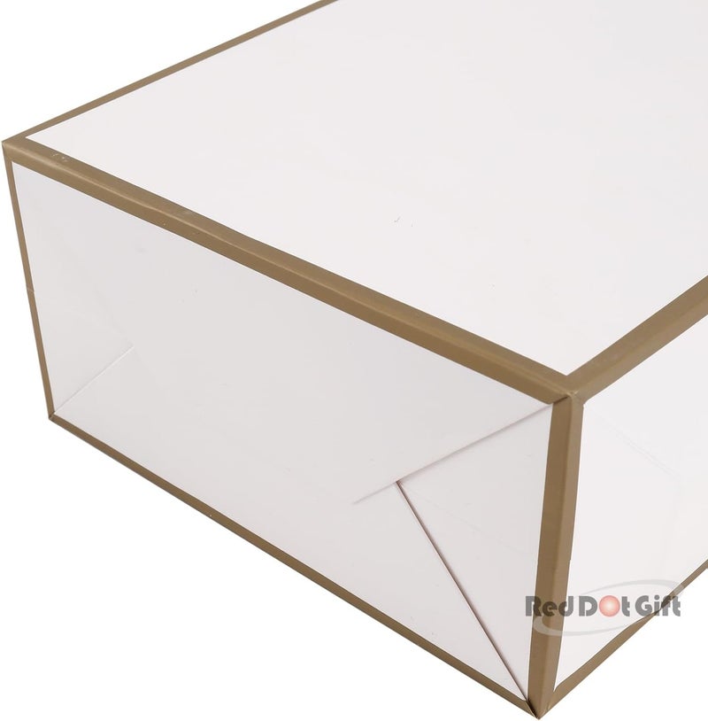 Red Dot Gift® 10 Pack White with Gold Border Gift Bags (L15xH20x6cm) - Image 4