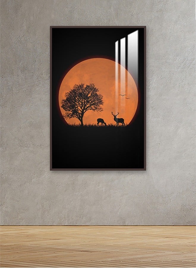 ماركتنا لوحة جدارية120×80سم مع برواز بني وطبقة اكريلك شفاف بتصميم حيوانات - Image 1