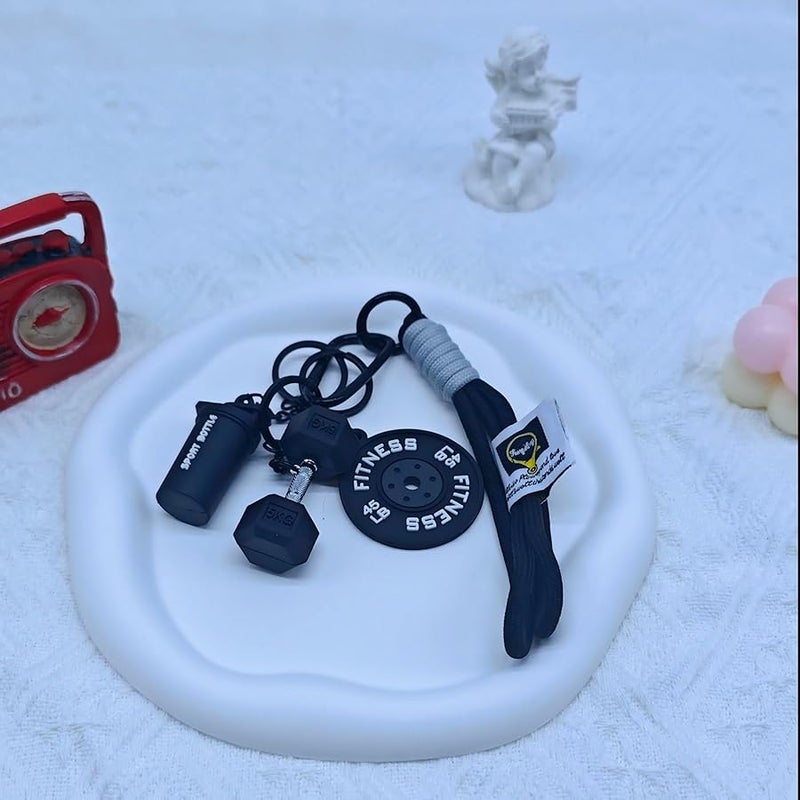 Bandfol Fitness Keychain Silicone Barbell Key Chain with Rope Handle for Gym Lover (Black) - Image 2