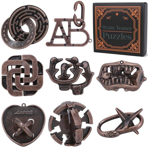 Mytothfy 8 Pcs Brain Teaser Puzzles for Adults Teens Metal Puzzles 3D Puzzle Game Toys for Adults Teens Unlock Interlocking Puzzle Adult IQ Education Smart Toys - Image 1