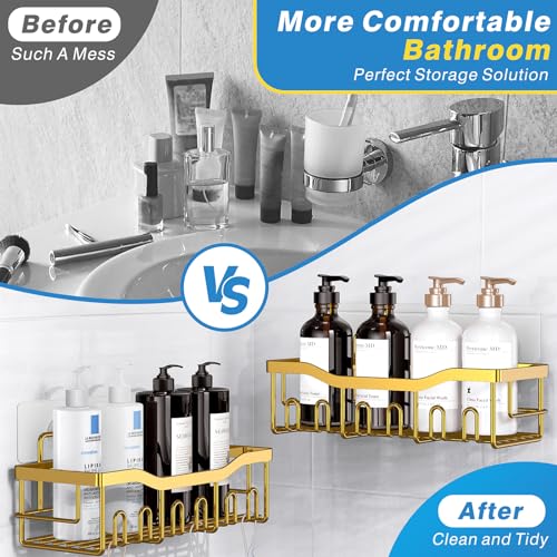 EUDELE 5-Pack Rustproof Stainless Steel Shower Caddy – No Drill Adhesive Bathroom Organizer with Large Capacity, Spacious Shower Shelves for Inside Shower, Kitchen & Home Decor Storage-XL Size - Image 3