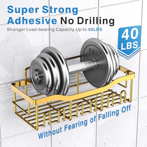 EUDELE 5-Pack Rustproof Stainless Steel Shower Caddy – No Drill Adhesive Bathroom Organizer with Large Capacity, Spacious Shower Shelves for Inside Shower, Kitchen & Home Decor Storage-XL Size - Image 4
