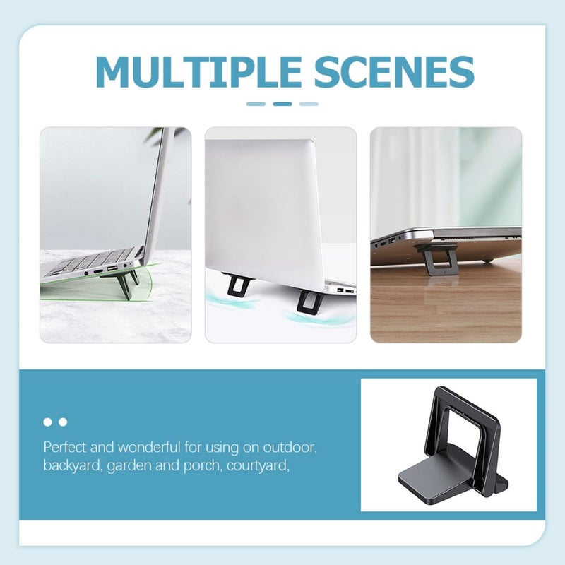 Portable Ergonomic Laptop Stand 2pcs Black Anti Slip Cooling Riser for Home Office - Image 5