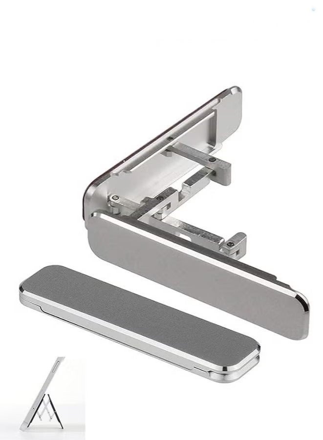الهاتف الخليوي Kickstand متعدد الزوايا الألومنيوم مسند حامل حامل للمكتب مكتب متوافق مع جميع الهواتف الذكية أوقد جميع الأجهزة الصغيرة (فضي) - Image 1