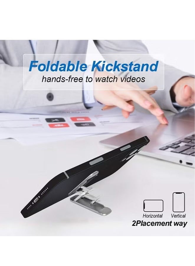 الهاتف الخليوي Kickstand متعدد الزوايا الألومنيوم مسند حامل حامل للمكتب مكتب متوافق مع جميع الهواتف الذكية أوقد جميع الأجهزة الصغيرة (فضي) - Image 3