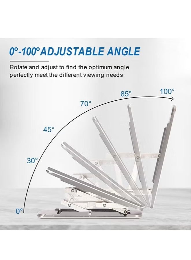 الهاتف الخليوي Kickstand متعدد الزوايا الألومنيوم مسند حامل حامل للمكتب مكتب متوافق مع جميع الهواتف الذكية أوقد جميع الأجهزة الصغيرة (فضي) - Image 5