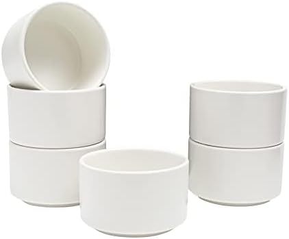 Vikko Modern Soup Bowls Set of 6 Matte White Porcelain Bowls Stackable 14 oz Elegant Restaurant Style Soup Bowl Set Microwave and Dishwasher Safe - Image 1