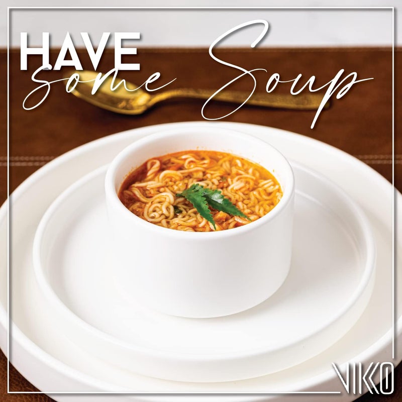 Vikko Modern Soup Bowls Set of 6 Matte White Porcelain Bowls Stackable 14 oz Elegant Restaurant Style Soup Bowl Set Microwave and Dishwasher Safe - Image 4