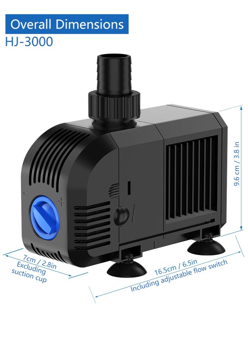 هينجبو مضخة نافورة مضخة مياه غاطسة لحديقة نافورة حوض أسماك مروحة تبريد المياه بما في ذلك إسفنجة الترشيح HJ-3000 60 هرتز - Image 4