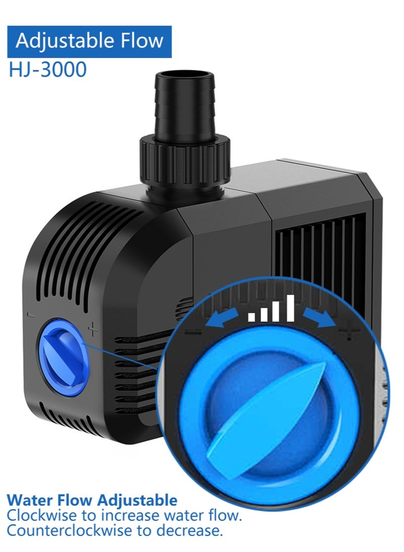 هينجبو مضخة نافورة مضخة مياه غاطسة لحديقة نافورة حوض أسماك مروحة تبريد المياه بما في ذلك إسفنجة الترشيح HJ-3000 60 هرتز - Image 2