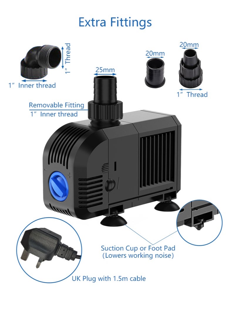 هينجبو مضخة نافورة مضخة مياه غاطسة لحديقة نافورة حوض أسماك مروحة تبريد المياه بما في ذلك إسفنجة الترشيح HJ-3000 60 هرتز - Image 5