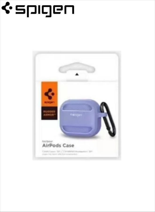 Spigen Apple AirPods 3/Pro 2/Pro Case Rugged Armor with Keychain Purple - Image 1