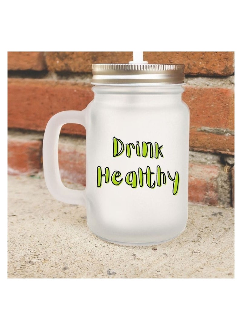 MEC Drink Healthy High Quality Printed Frosted Jar 12Oz - Image 2