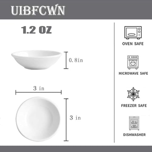 UIBFCWN 6 Pack Soy Sauce Dish 3inch Ceramic Dipping Bowls Bulk, 1.2 Oz White Dipping Sauce Bowls/Dishes, Small Dipping Sauce Cups for Sushi Ketchup Olive Oil Appetizer - Image 2