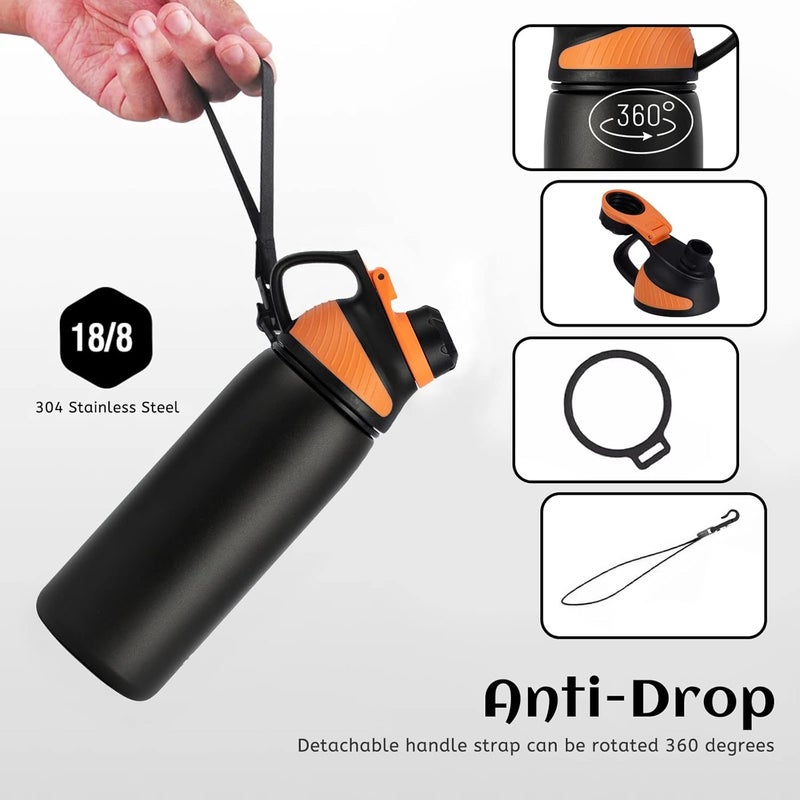 FjBottle Stainless Steel Water Bottle 600ml/800ml/1L/1.5L with Magnetic Lid, BPA Free Insulated Water Bottle, Sports Metal Water Bottle Hot&Cold Drinks Vacuum Flask Leak-Proof for Gym, Work, Travel - Image 3