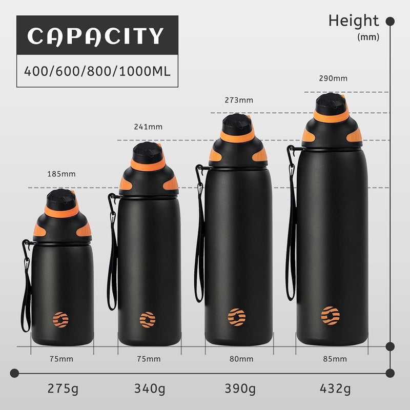 FjBottle Stainless Steel Water Bottle 600ml/800ml/1L/1.5L with Magnetic Lid, BPA Free Insulated Water Bottle, Sports Metal Water Bottle Hot&Cold Drinks Vacuum Flask Leak-Proof for Gym, Work, Travel - Image 4