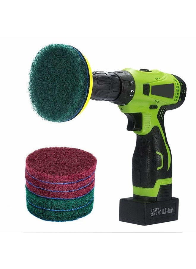 Kichwit 4 Inch Drill Power Brush Tile Scrubber Scouring Pads Cleaning Kit, Includes Attachment, Heavy Duty Household Cleaning Tool (Drill NOT Included)  - Image 1