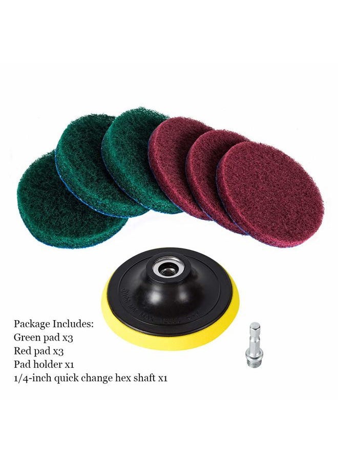 Kichwit 4 Inch Drill Power Brush Tile Scrubber Scouring Pads Cleaning Kit, Includes Attachment, Heavy Duty Household Cleaning Tool (Drill NOT Included)  - Image 2