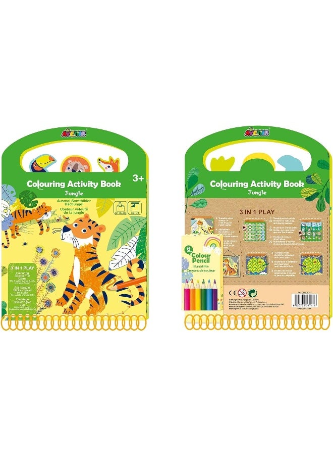 Avenir Avenir Coloring Activity Book - Jungle | On-The-Go Coloring Activity Book for Endless Fun and Creativity, 3-in-1 Play - Coloring, Games & Stickers | Ideal Gift for Kids 3+  - Image 2