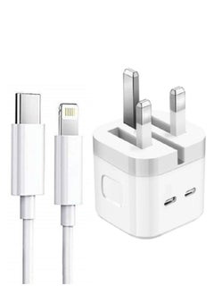 ELTRAZONE 3 Pin Dual Port 35W USB-C Power Adapter With Cable for iPhone 14 / iPhone 14 Pro max 13 pro max 13 /12mini (iPhone USB-C Power Adapter)  - Image 1