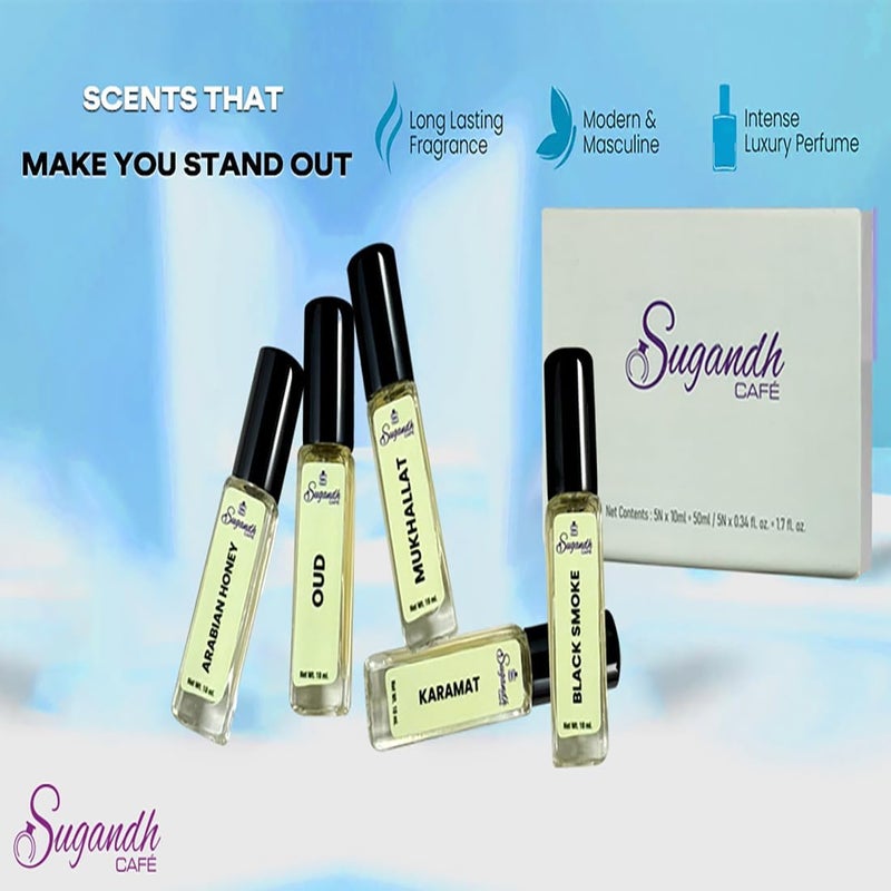 Sugandh Cafe Sugandh Cafe Arabic Collection 10ml Pack of 5 Long Lasting Eau De Parfum  - Image 2
