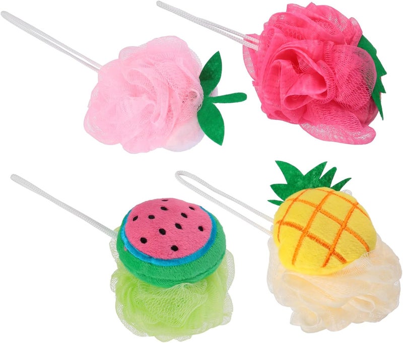 GALPADA Ball Set 4 Large Cartoon Shower Balls Exfoliating Mesh Bath Toys Colorful Bath Accessories for Fun Shower Experience - Image 1