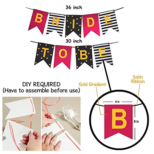 TOYXE Bachelorette Party Bride to Be Banner with Matching Bunting Flags and Photo Booth Props - Image 5