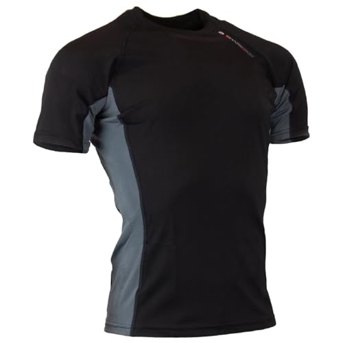 Sharkskin Rapid Dry Rashie, Short Sleeve Top, Lightweight Swimsuit Top with Sun Protection and Water-Repellent Technology, Black/Charcoal, Medium - Image 1