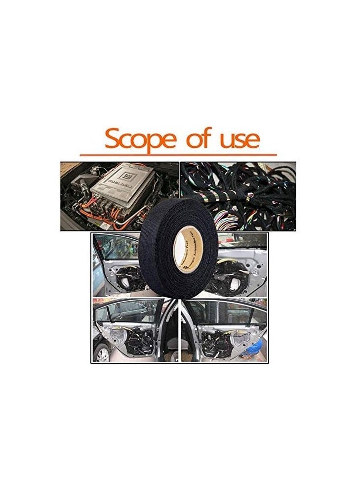 Generic YMEGS 689 2 Rolls Automotive Wiring Harness Cloth Tape High Temp Wire Harness Wrapping Tape, Black Adhesive Fabric Tape,Noise Damping Heat Proof (19MM 15M)  - Image 3