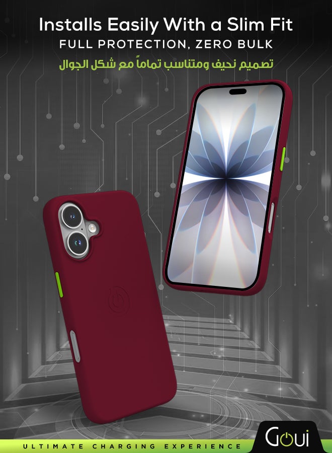 Goui iPhone 17 Case | Full-Coverage | MagSafe | Wireless Friendly | Colorful | Soft Touch | Magnetic Design for Maroon Red - Image 2