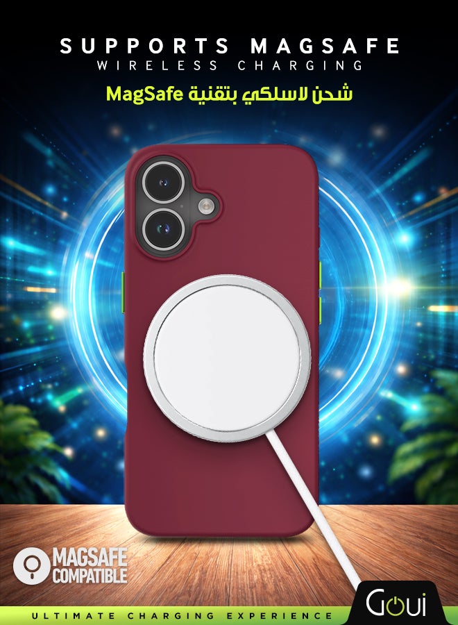 Goui iPhone 17 Case | Full-Coverage | MagSafe | Wireless Friendly | Colorful | Soft Touch | Magnetic Design for Maroon Red - Image 3