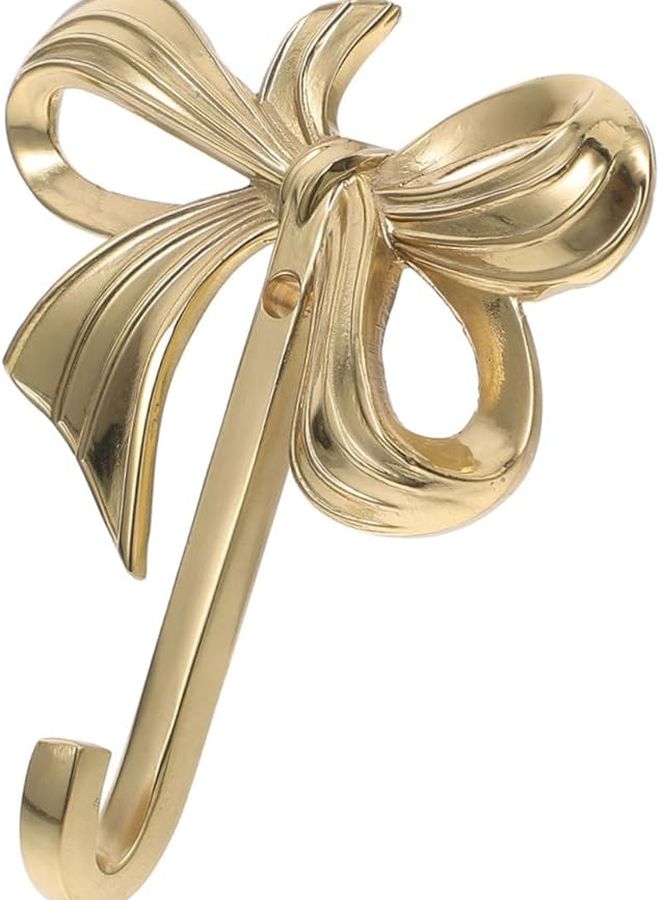 Large Brass Bow Wall Hook Gold Ribbon Towel Hat Hanger for Bathroom Bedroom Nursery - Image 1