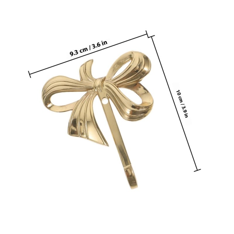 Large Brass Bow Wall Hook Gold Ribbon Towel Hat Hanger for Bathroom Bedroom Nursery - Image 3