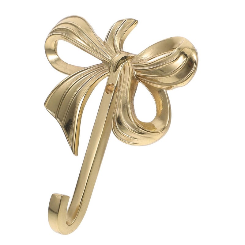 Large Brass Bow Wall Hook Gold Ribbon Towel Hat Hanger for Bathroom Bedroom Nursery - Image 2