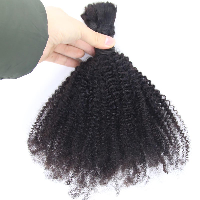 ZigZag Hair Afro Kinky Curly Hair Bulk No Attachment Brazilian Virgin Human Braiding Hair Bulk 4B 4C Virgin Hair Bulk For Braiding 1 Bundle 100 Unprocessed Virgin Human Hair Bulk 20inch 4B 4C