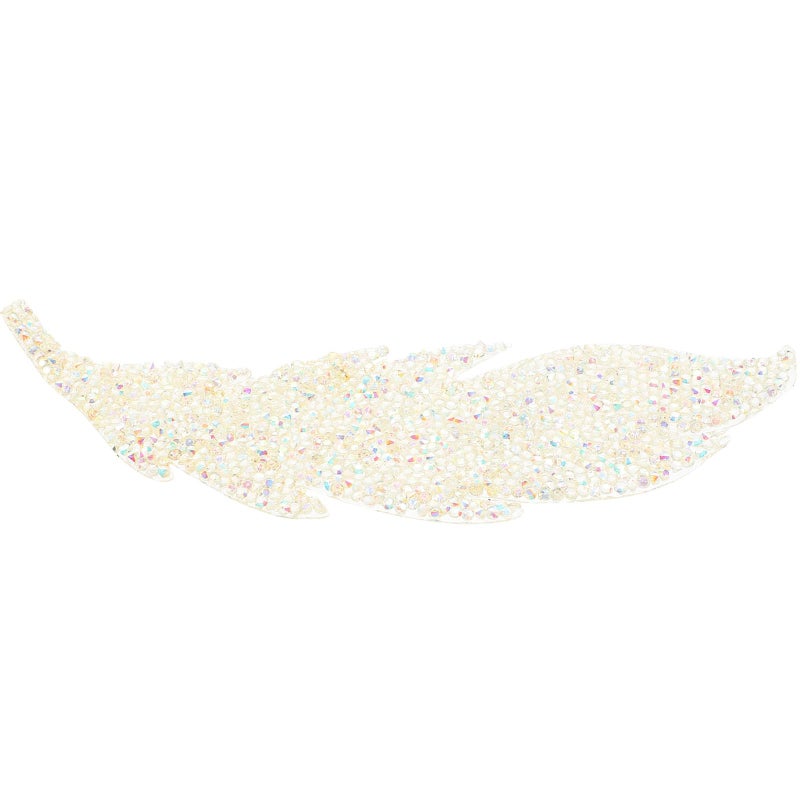 White Ab Glitter Leaf Shaped Rhinestone Patch Heat Activated Adhesive For DIY Clothing Crafts - Image 2