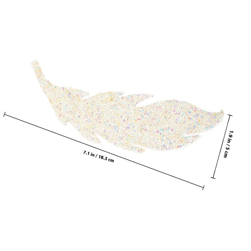 White Ab Glitter Leaf Shaped Rhinestone Patch Heat Activated Adhesive For DIY Clothing Crafts - Image 3