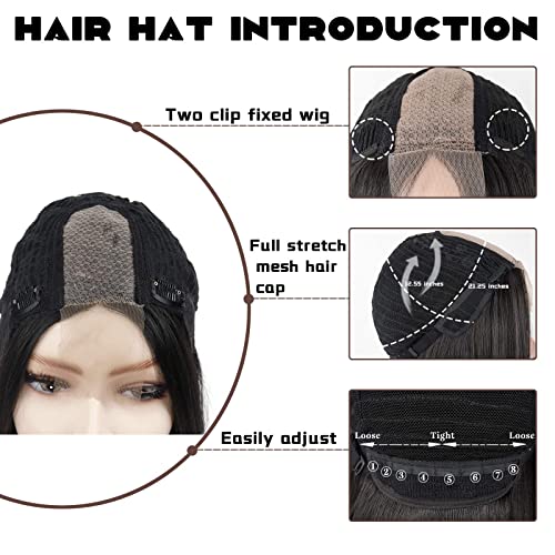 FYA Black Wig for Women Long Straight Black Wigs for Women Glueless Synthetic Wig Middle Part for Daily Party-26 Inch - Image 4